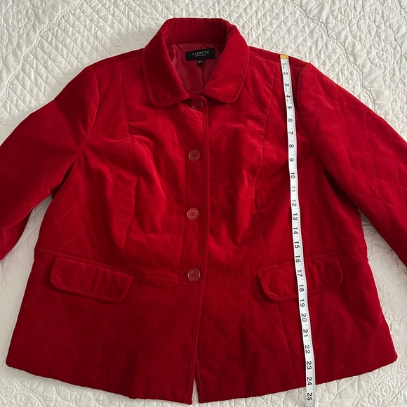 Talbots Red Velvet Diamond Quilted Jacket Blazer Collared 18WP Petite - Picture 6 of 9